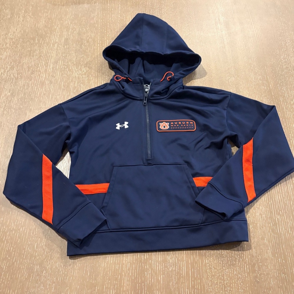 Auburn Tigers Under Armour HeatGear Hoodie‎ Pullover Navy Orange Women's Small